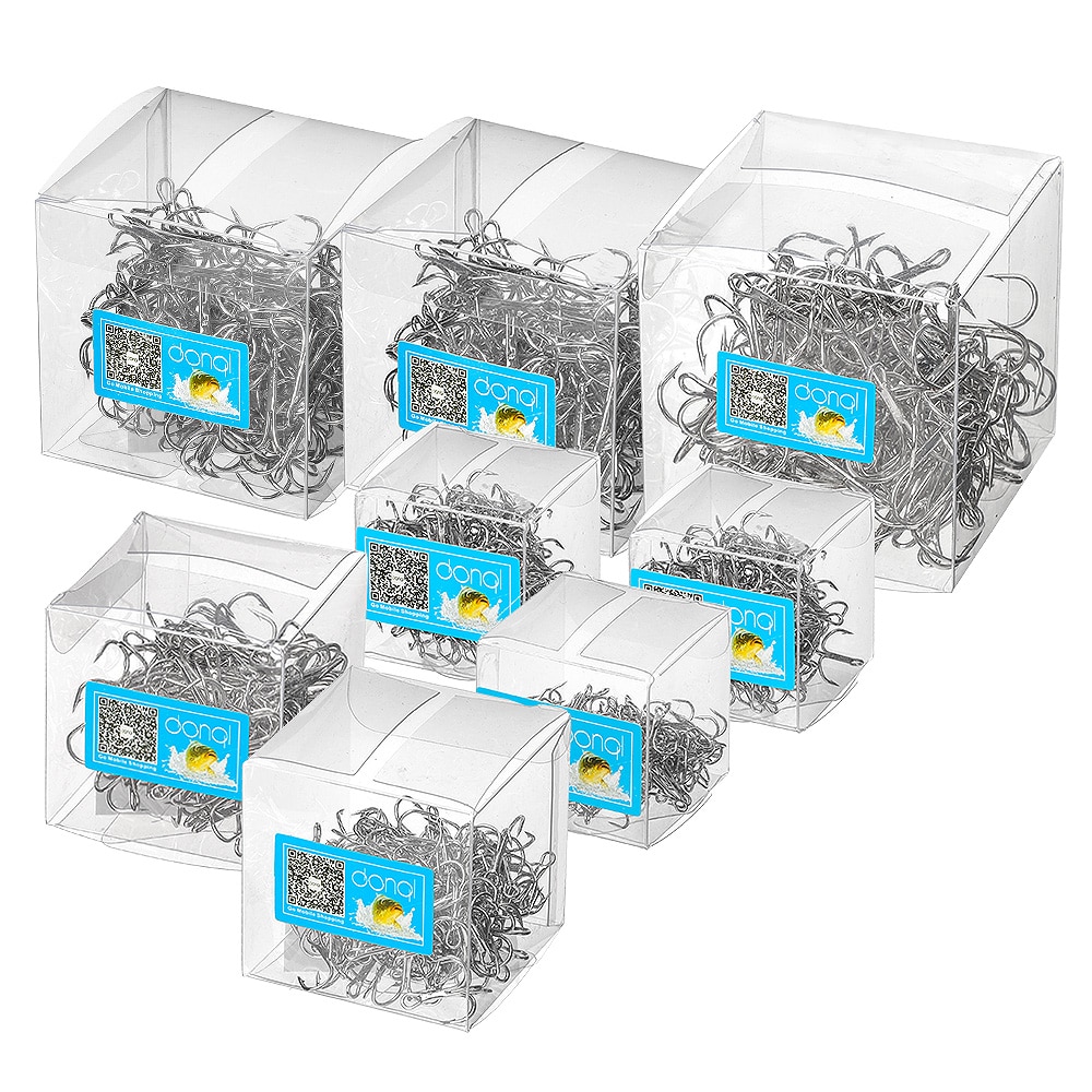 DONQL 100pcs/ Box Treble Fishing Hooks Carbon Steel Barbed Fishhooks Set Triple Hooks Sea Fishing Tackle Accessories For Lures