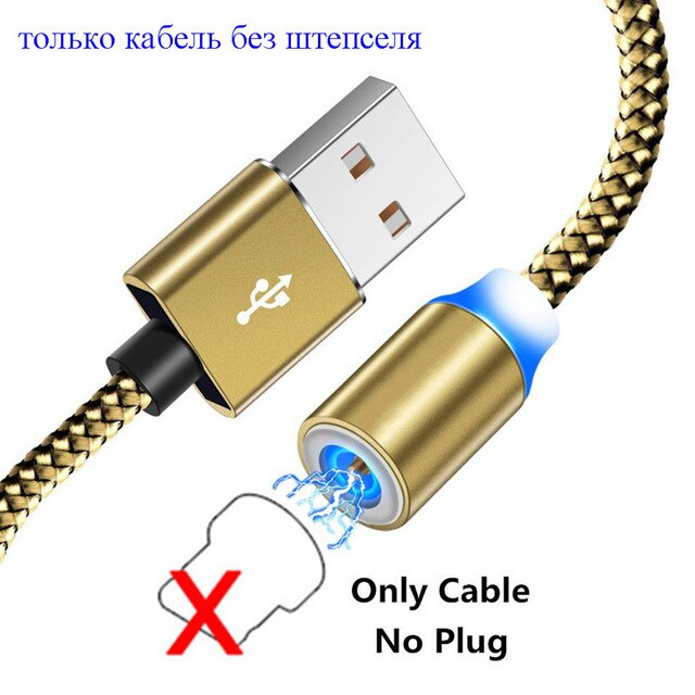 Magnetyczny kabel Micro USB do iphone'a Samsung Android szybka ładowarka magnetyczna kabel USB typu C przewód do telefonu komórkowego: Gold No Plug