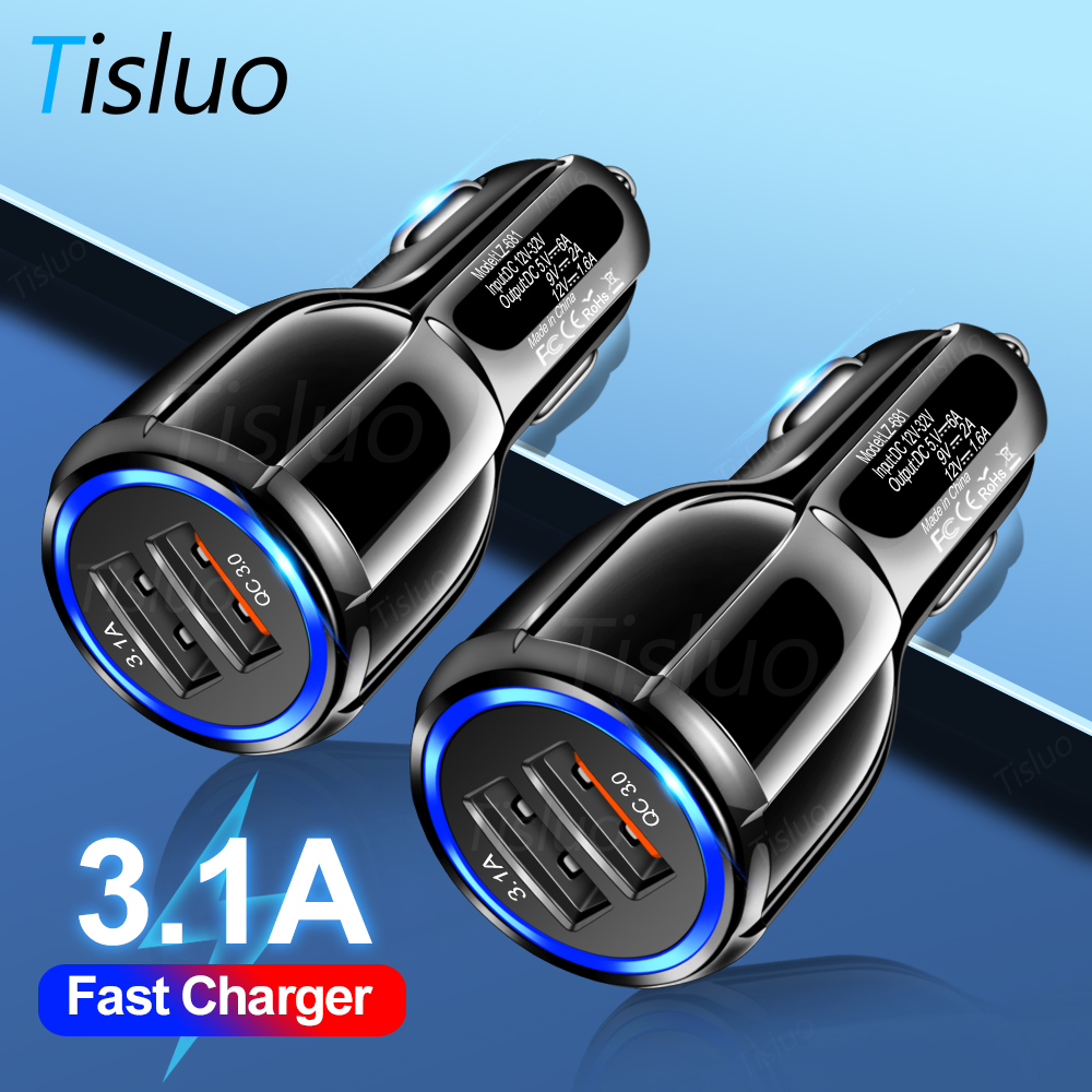 Auto Usb Lader Quick Charge 3.0 Mobiele Telefoon Oplader 2 Port Usb Fast Car Charger Voor Iphone Samsung Xiaomi Tablet auto-Oplader
