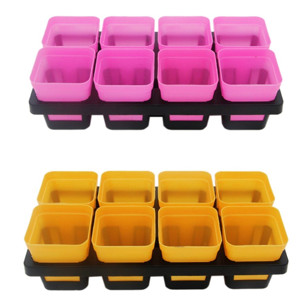 Maceta de soporte para plantas de 8 rejillas, bandeja de plástico para semillas, maceta para flores, Cactus, flores pequeñas suculentas, macetas para vivero