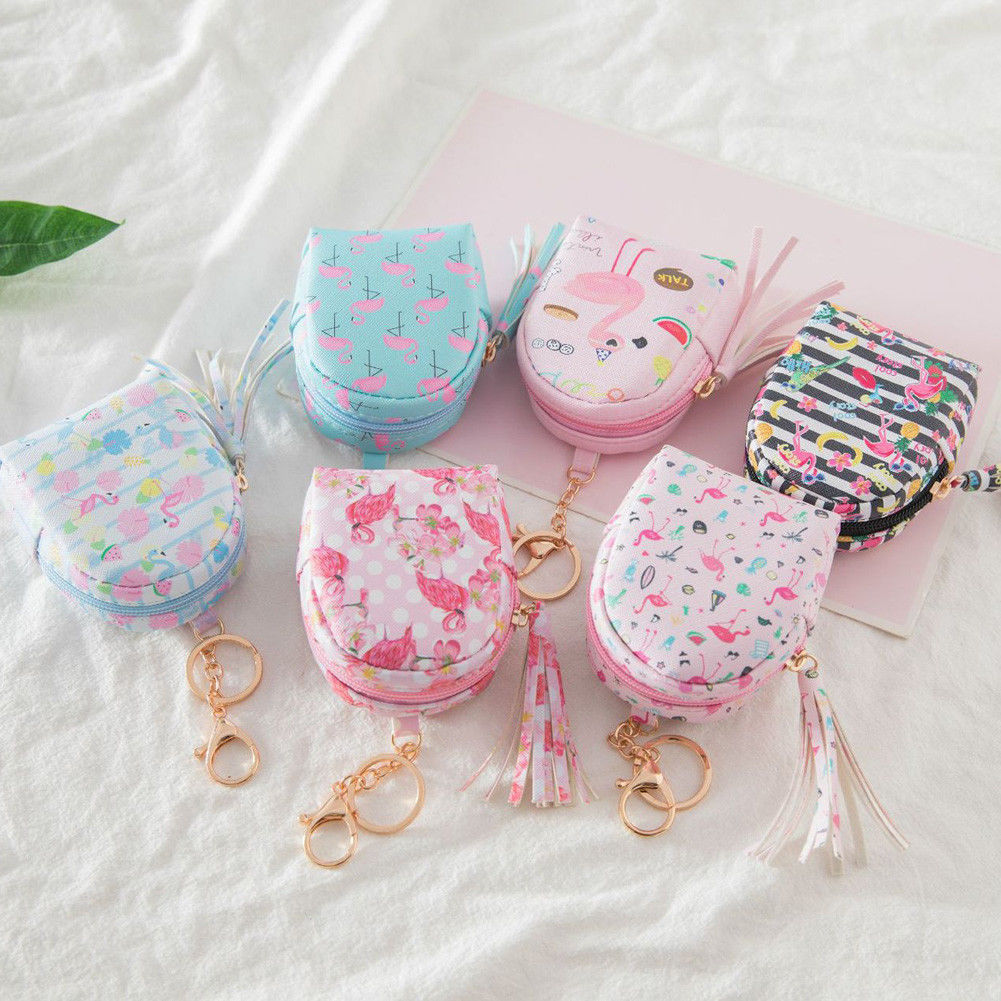 Leuke Vrouwen Meisje Portemonnee Mini Flamingo Pu Rits Portemonnee Sleutelhouder Pouch Portemonnees