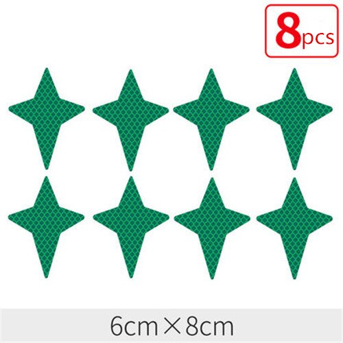 8pcs/set Four-Pointed Stars Decals Reflective Stickers Car Decorations Safety Warning Reflective Tapes Made with 3M: DiamondGreen
