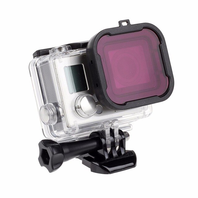 SHOOT-Filtros de lente para GoPro Hero 4 3 +/4, funda impermeable, cámara de acción negra y plateada, filtro rojo para cámara Go Pro, accesorio de buceo: Purple