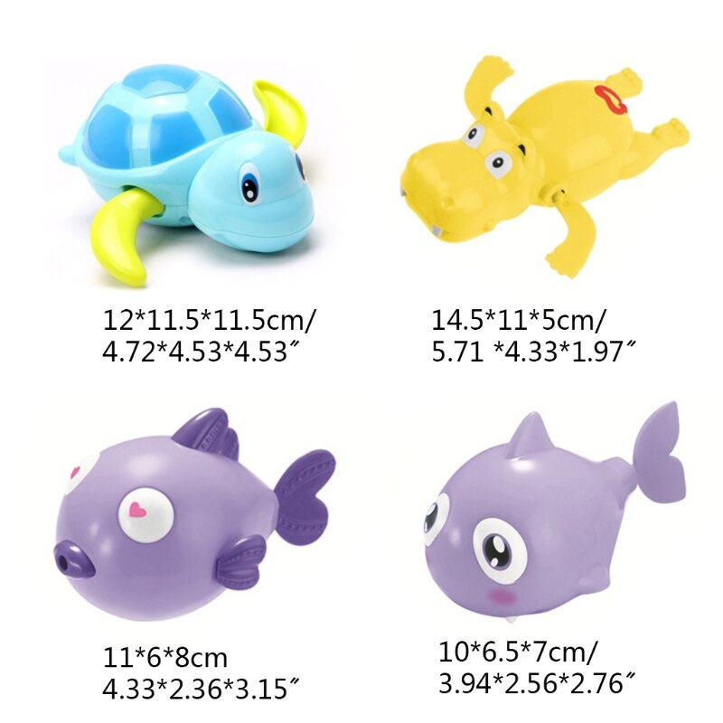Leuke Cartoon Peuter Bad Speelgoed Wind-Up Schildpad Badkamer Baby Clockwork Dier Kleine Schildpad Hippo Vis Vormige Zwemmen