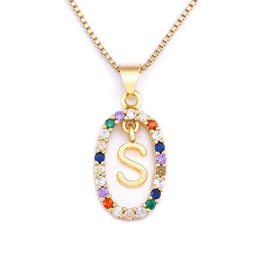 Nouvelle offre spéciale coloré 26 lettres A-Z initiale M S C K Alphabet pendentif longue chaîne collier nom bijoux femmes accessoires: Champagne Or
