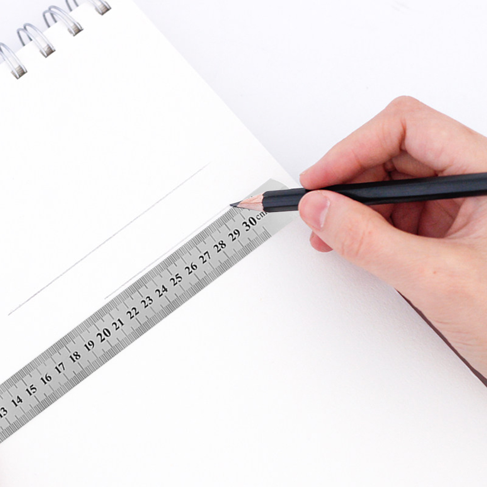Metal Stainless Steel Ruler Double Side Centimeter Inches Scale Metric Ruler Drawing Architecture School Office Supplies 15-50cm