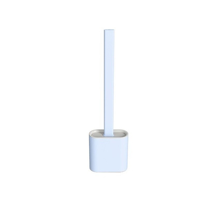 Silikone toilet toiletbørste fladt hoved fleksibel blød børste med hurtigtørrende holder sæt rengøringsbørste til toilet tilbehør: 02