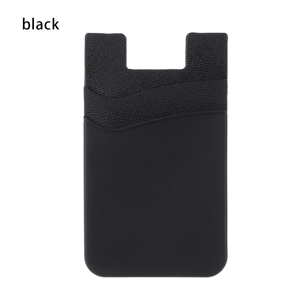 Universal Silicone Phone Wallet Case Stick On ID Credit Card Holder Self-Adhesive Elastic Cellphone Pocket Sticker Card Sleeves: 9.8x5.7cm black