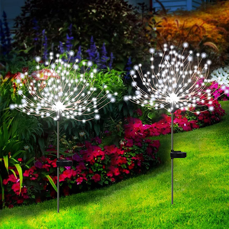Luz solar de fogos de artifício ao ar livre à prova dwaterproof água solar jardim flor luzes com 8 modos flash string luz de fadas para iluminação ao ar livre
