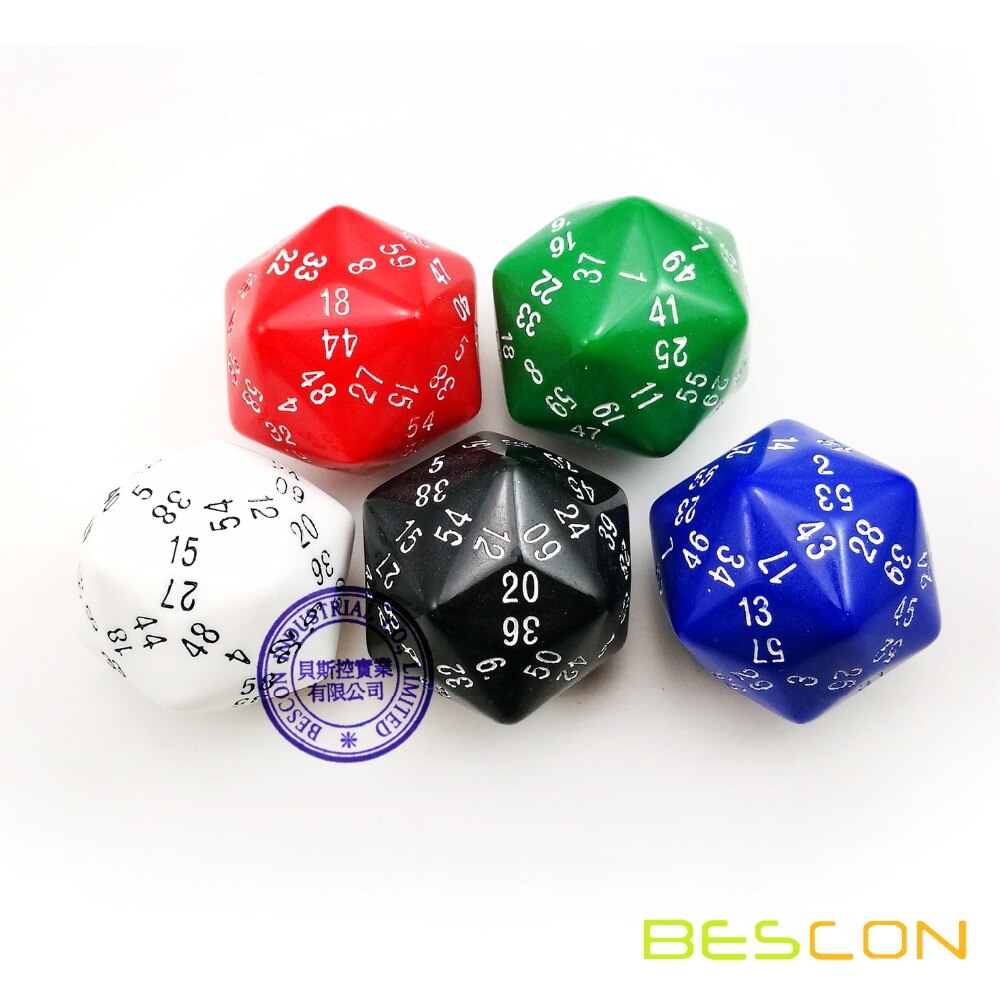 Bescon Polyhedrale Dobbelstenen 60-Zijdig Gaming Dobbelstenen, D60 Sterven, D60 Dobbelstenen, 60 Zijden Dobbelstenen, 60 Zijdig Kubus Van Rode Kleur