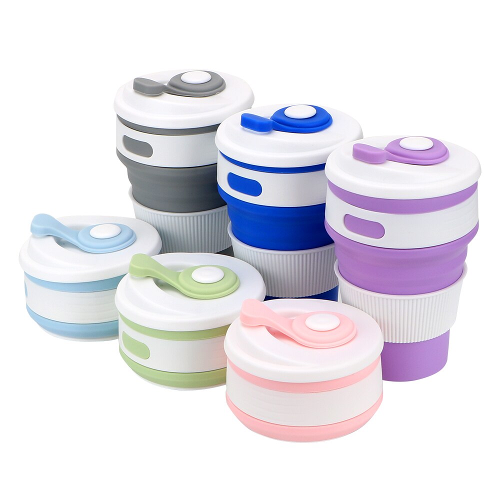 Silicone Travel Cup Coffee Mugs Drinking Ware Mug Folding Water Cups BPA FREE Portable Collapsible Food Grade Tea Coffee Cups