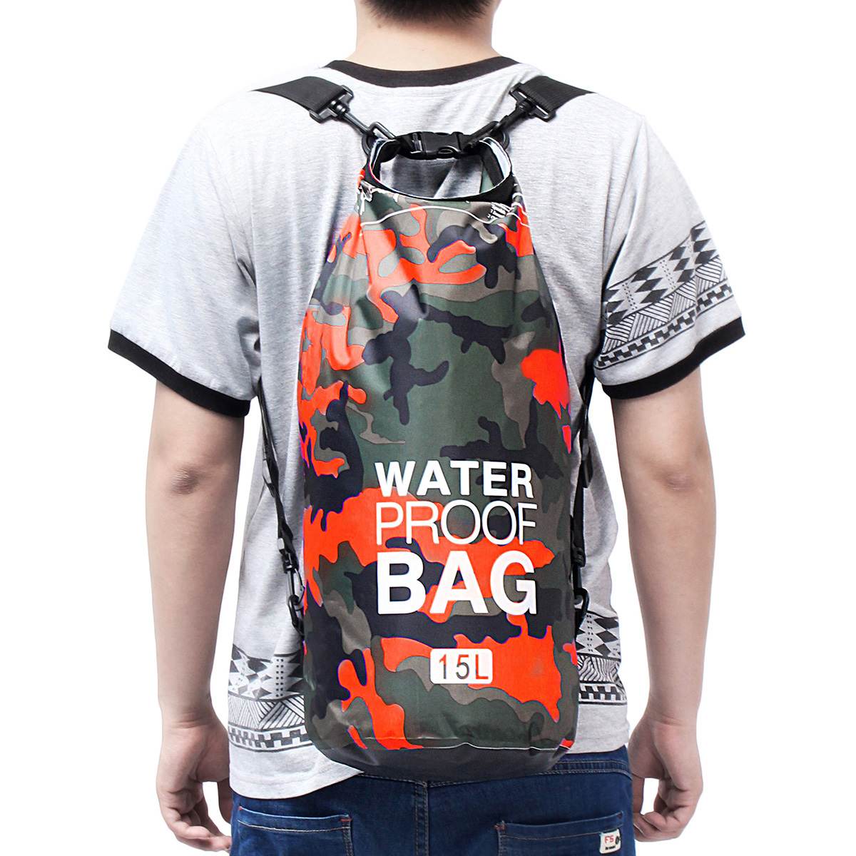 15L PVC Waterproof Dry Bag Camp Outdoor Camouflage Diving Foldable Man Women Beach Swimming Bag Rafting River Ocean backpack