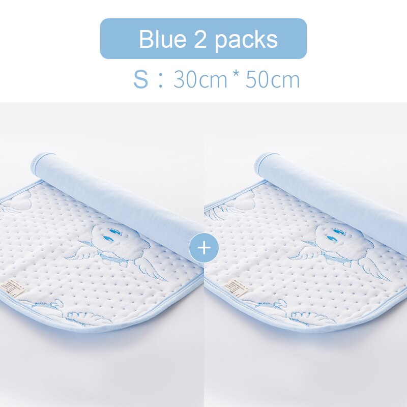 Matelas de lit pour bébé respirant, coussin imperméable pour -né, en coton doux, avec changement d'urine, Durable: S blue 2 packs