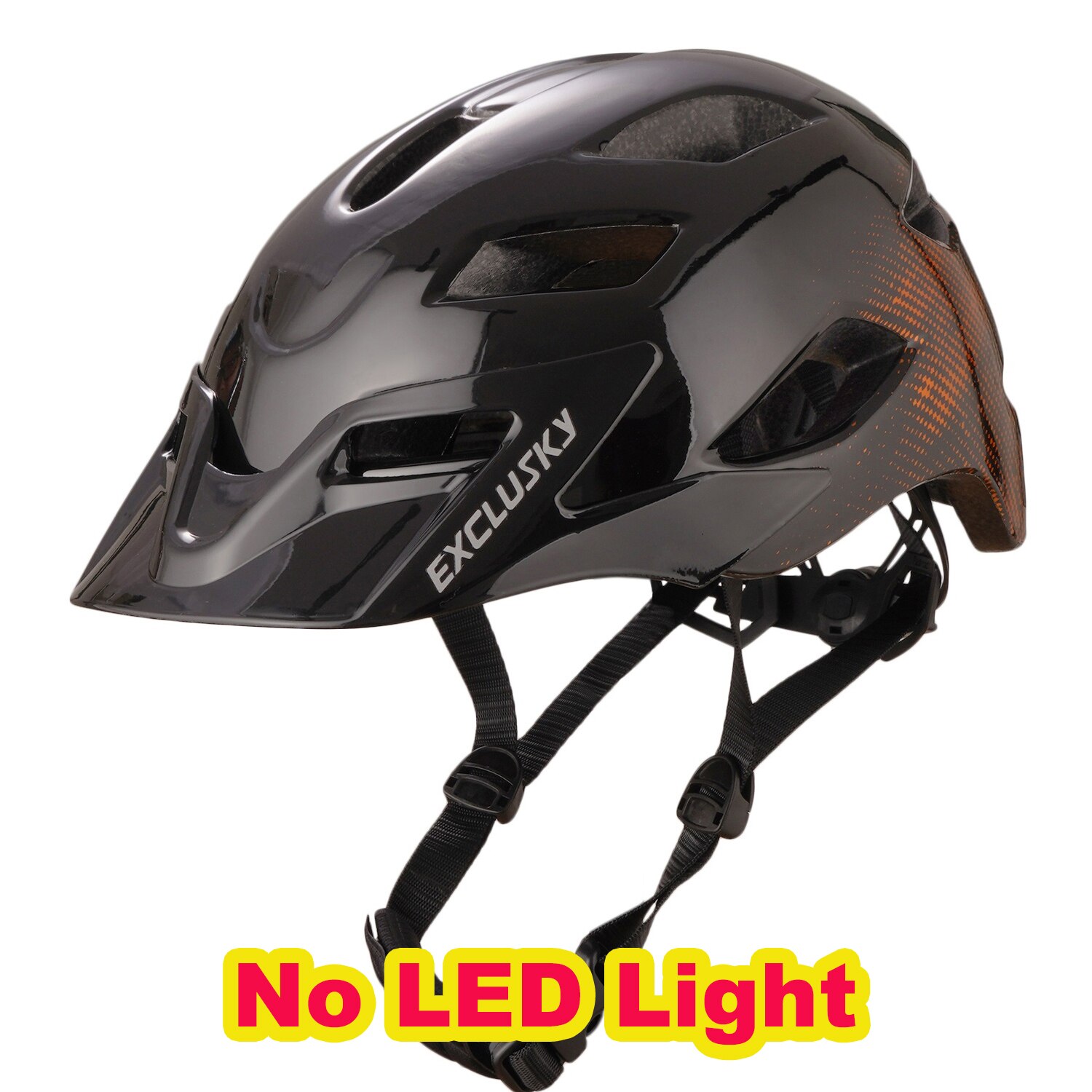 EXCLUSKY-casco de luz LED para bicicleta de montaña para adulto, con carga USB, M/L, 56-61CM: black  orange no led