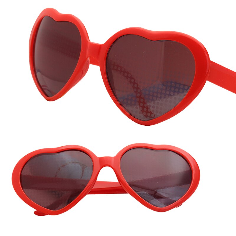 Gafas con efectos en forma de corazón de amor, cambian a ver las luces forma de corazón por la noche, gafas de difracción romántica para mujeres y niñas