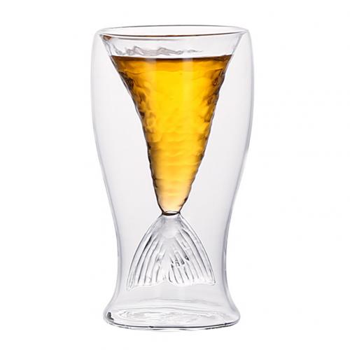 80ml glazen visstaart wijnglas dubbele laag bier whisky cocktail mokken voor grappige shotglas mok beker: Transparant