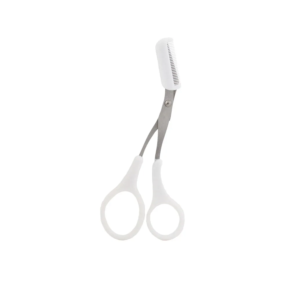 Ciseaux à sourcils en acier inoxydable avec peigne, rasoir, Kit de toilettage des sourcils pour une mise en forme et un coiffage précis: WHITE