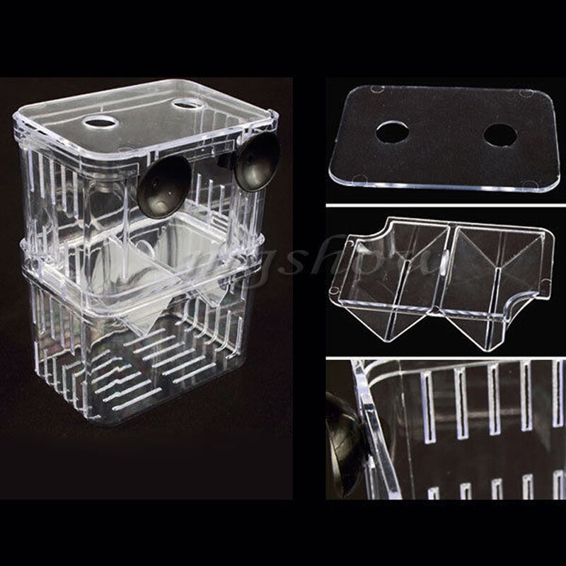 Peces de acuario caja de cría de dos peces guppy para incubar aislamiento de incubadora de criadero de tanque de peces de acuario Accesorios