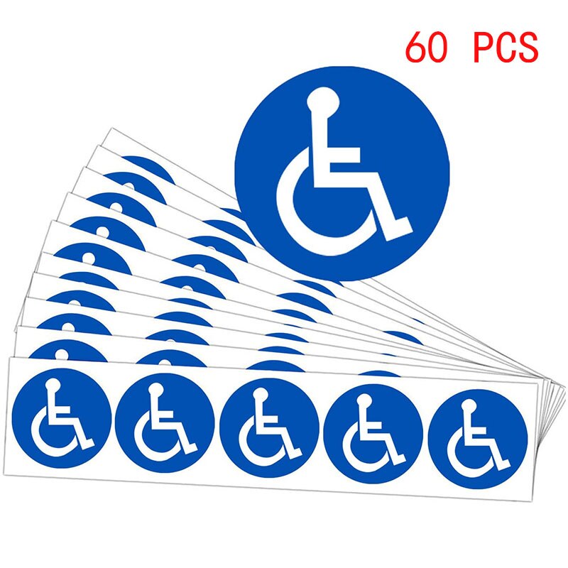 60 Pcs Disabled Wheelchair Symbol Labels Handicapped Access Sticker Sign Round Convenient Decals For Handicapped Parking 2 inch