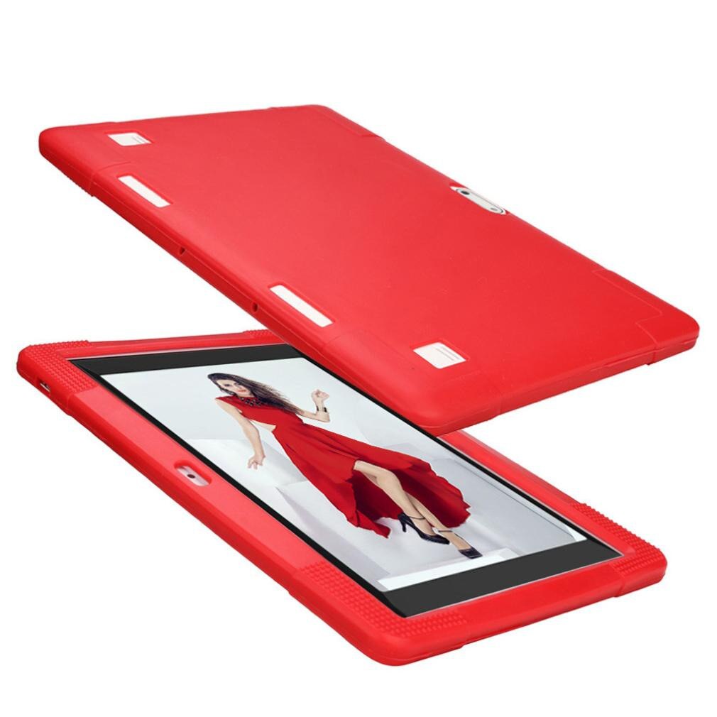 Siliconen Cover Case Voor 10 10.1 Inch Android Tablet Pc + Potloden + Film Tablet Cover Universal Siliconen Bescherm Shell # LR3: Red 