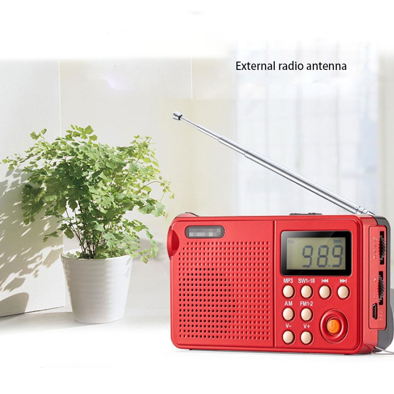 Digital AM FM SW World band Radio Portable TF Card Player LED Flashlight Function With 18650 Rechargeable Battery