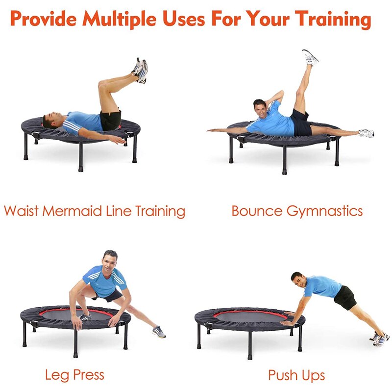 Trampolín plegable de 40 pulgadas para ejercicios de Fitness, con pasamanos, para adultos y niños, para saltar, equipo de Fitness, HWC,