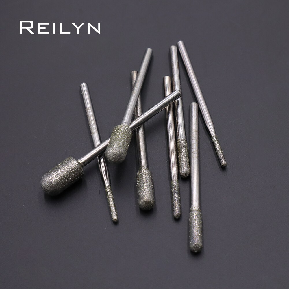 2.35Mm Schacht Grit 150 #10 Stuks Diamant Slijpen Burr Emery Slijpen Punt Diamant Metalen Jade Diamant peeling Bit