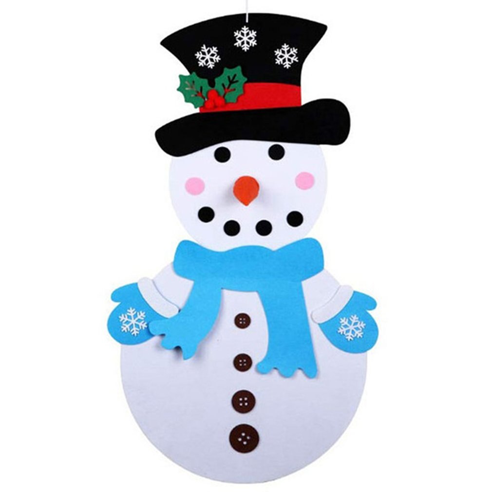 Children Diy Felt Christmas Snowman Christmas Tree Decoration Felt Christmas Ornament Christmas Snowman: Blue