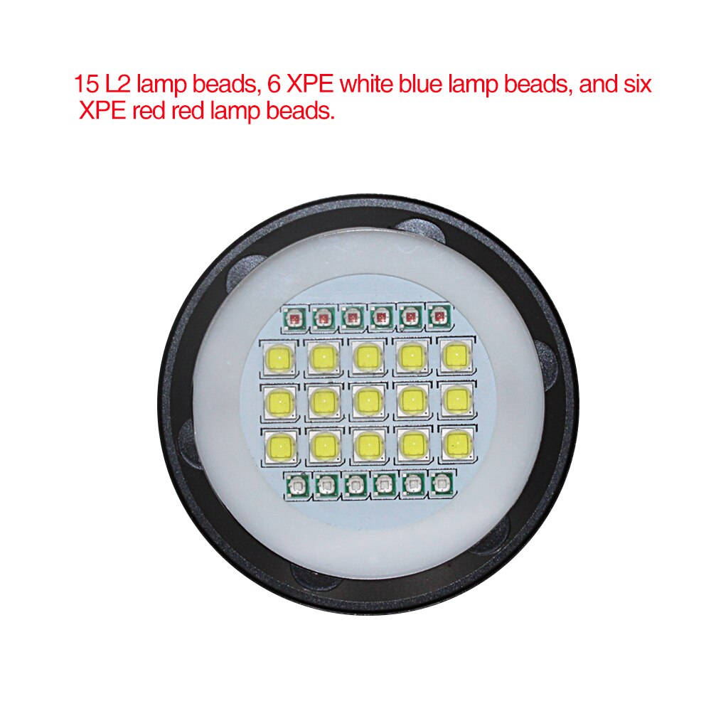 Lampe de plongée sous-marine XHP90, 80M de profondeur, lampe de poche pour caméra de photographie et vidéo, bleu blanc rouge
