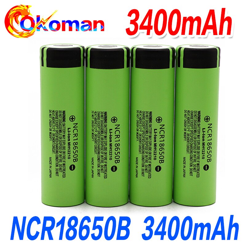 100% Originele NCR18650B 3400Mah Batterij 3.7V Oplaadbare Li-Ion 3.7V 18650 Batterij 3400Mah +