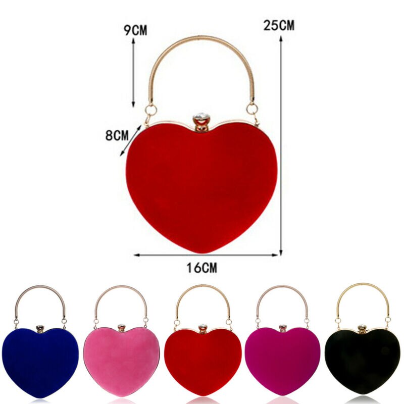 Bolso de mano con forma de corazón para noche, cartera de mano con cadena de cuero para teléfono móvil, a la , para de cena, boda, graduación,