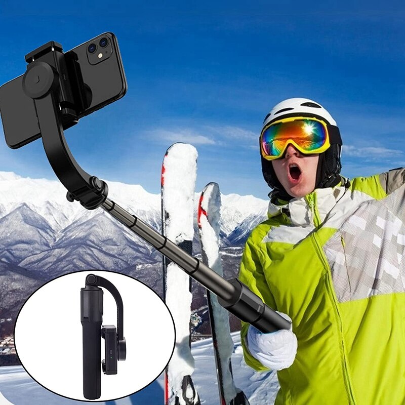 Rotating and Tilt Tripod Extendable Gimbal Stabilizer with Remote Control-Black