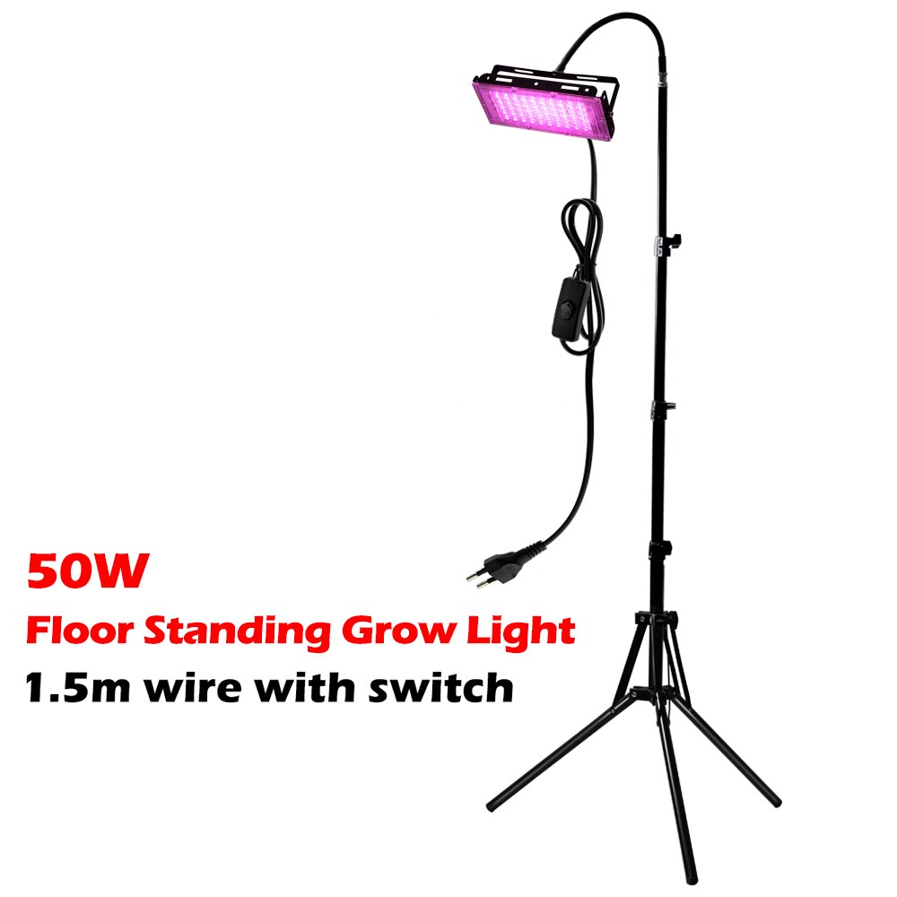 LED Grow Lights for Indoor Plants AC 220V Phyto Lamp with Stand 50W 100W 200W Full Spectrum Plant Flood Light for Veg Greenhouse: 50W with Stand