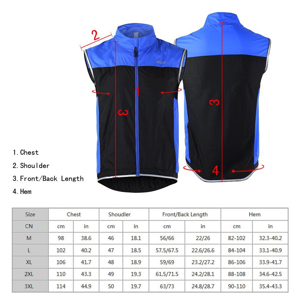 ARSUXEO Men's Cycling Vest Ultrathin Lightweight Sleeveless Coat Jacket Running Cycling Bicycle Vest Windproof