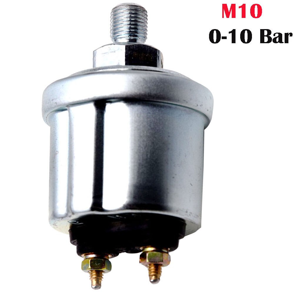 Manomètre universel de pression d'huile, 52mm 12V 24V, capteur de pression d'huile de moteur de voiture et de bateau, 0-5 Bar/0-10 Bar, M10: M10 0-10Bar