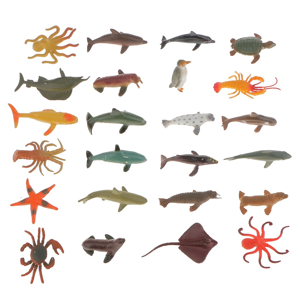 24Pcs Plastic Aquatic Marine Sea Animals Ocean Figure Kids Party Bag Fillers