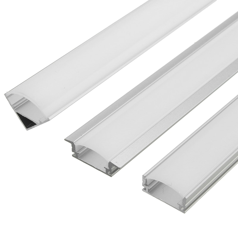 Barra de luz LED de aluminio plateado de 45cm con forma de U/V/YW, soporte de canal para Barra de luces LED, lámpara de gabinete