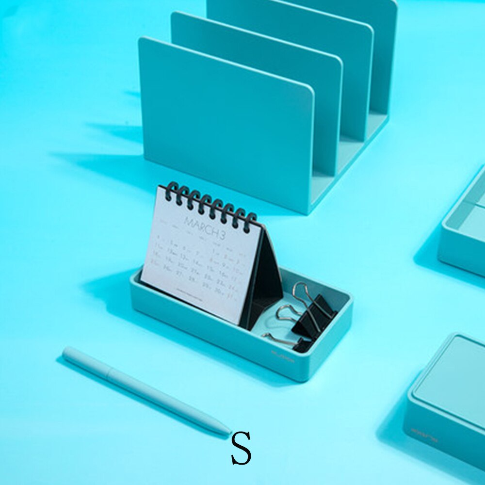 Nusign DIY Combination File Stationery Holder Files Storage Box Multi-layer Rack Information Finishing Storage Shelf For Office: Light Blue -S