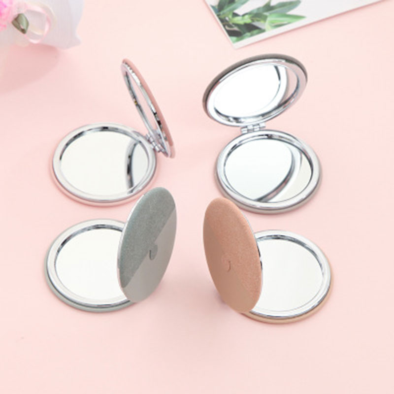 Petit miroir rond en cuir | Patchwork Double face, miroirs pliants cosmétiques portables, miroirs décoratifs