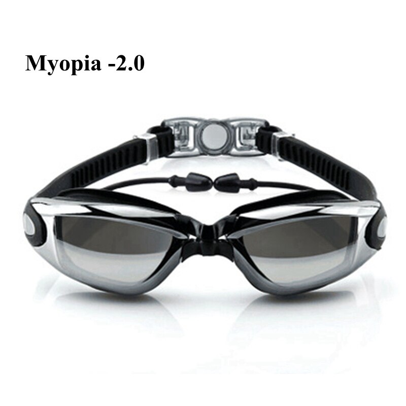 Swimming Goggles Myopia Waterproof Anti-fog UV Swim Diving Glasses Underwater Silicone Coating Dive Goggles: -2.0