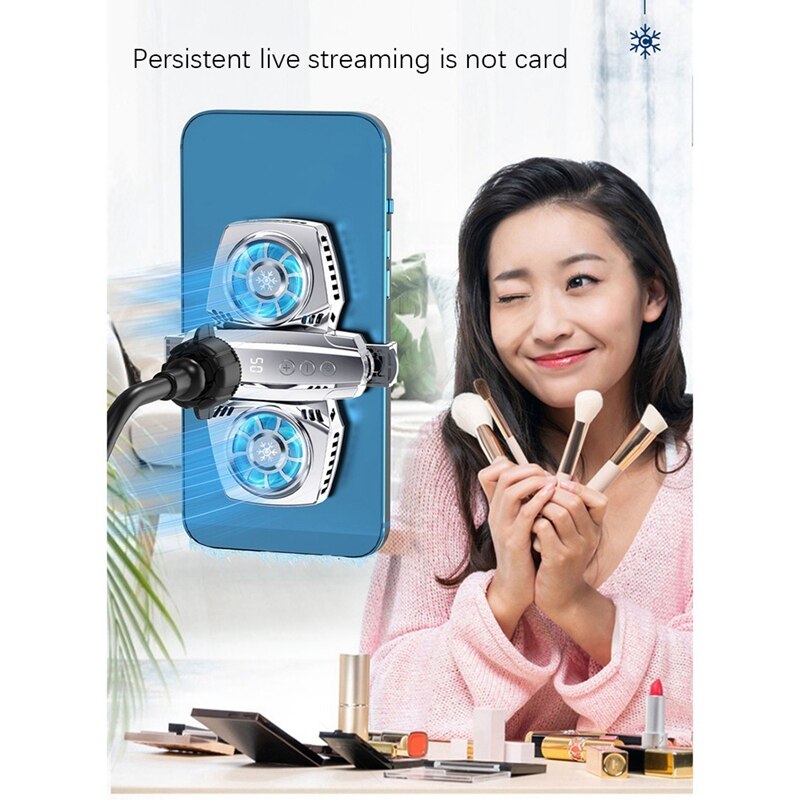 Temperatuur Aanpassing Mobiele Telefoon Radiator + Mobiele Game Vinger Babybedjes Dual Fan Halfgeleider Radiator Koelventilator
