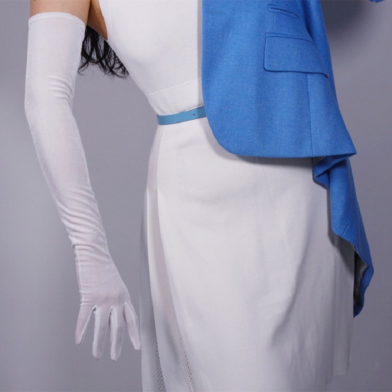 Guantes de terciopelo blanco para mujer, manoplas largas de terciopelo elástico, de franela, cálidas para bodas, gants mariage ST366