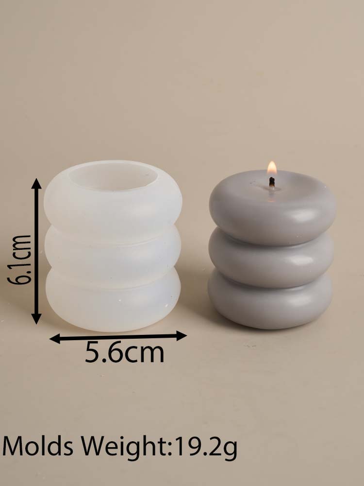 Molde de vela de silicona con forma de Donut de tres capas, círculo apilado DIY, velas perfumadas, moldes de jabón, artesanía de resina de yeso, decoración del hogar