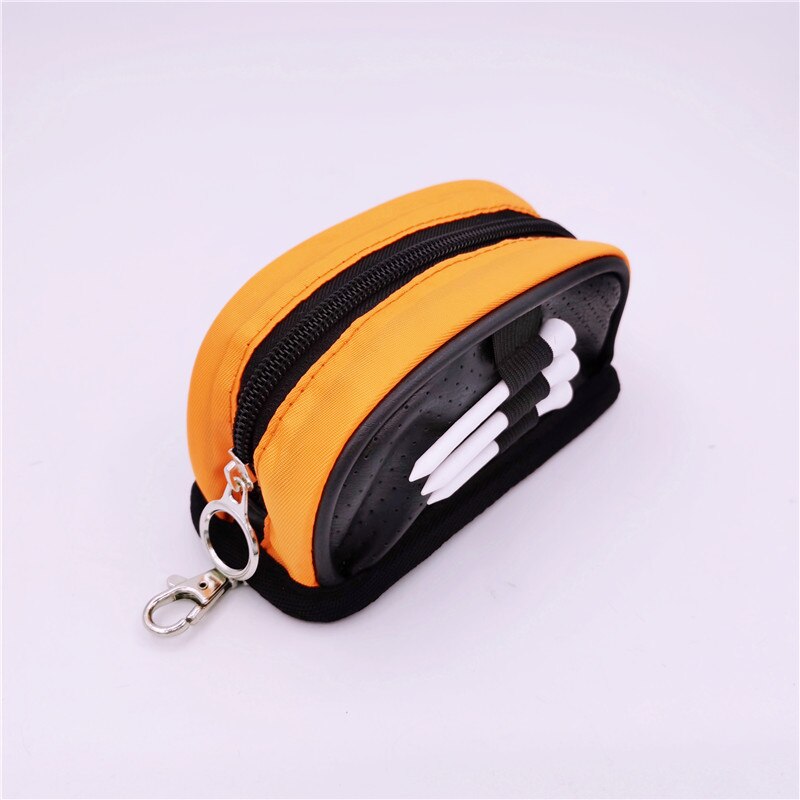 Small Golf Ball Bag Mini Golf Bags With Tee Position Zipper PU Leather Small Pocket Unisex 2 Colors: orange black