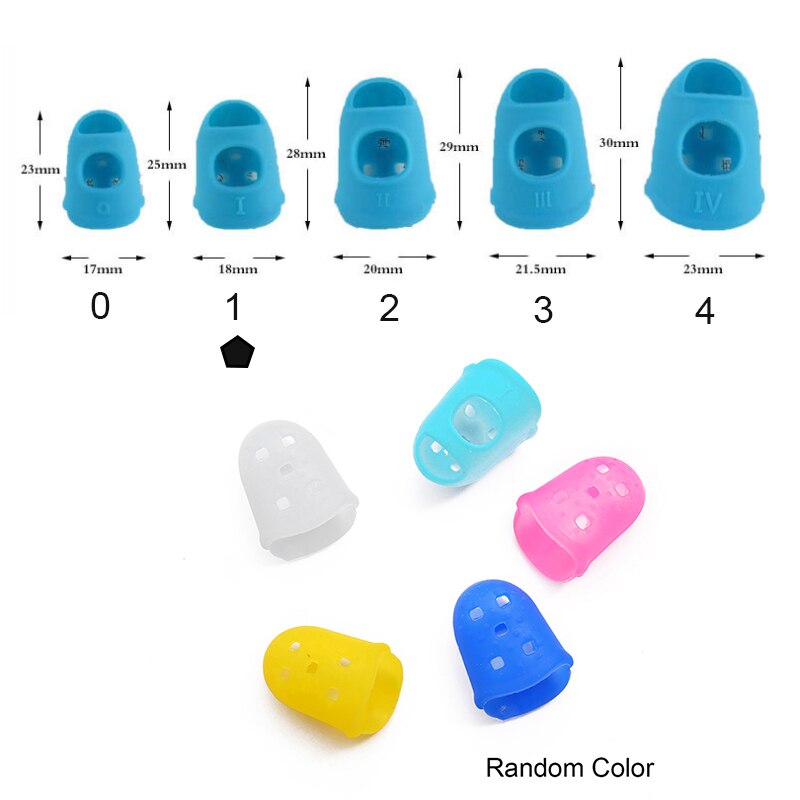 5Pcs Colorful Silicone Thimbles Hollowed Out Breathable Playing Guitar Protective Finger Sleeve DIY Crafts Sewing Supplies: 1