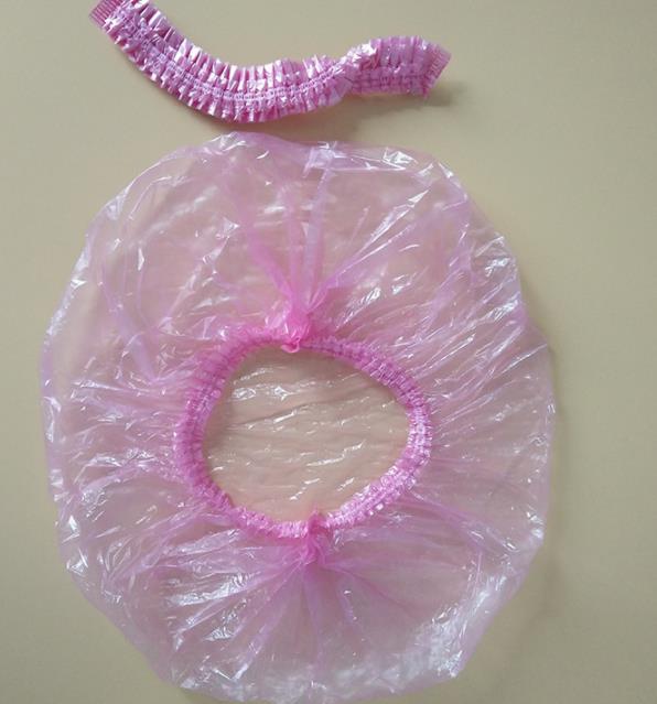 Bonnet de bain élastique jetable, 100 pièces/lot, épais, pour hôtel, bonnet de douche, transparent, produits pour Salon de coiffure: pink