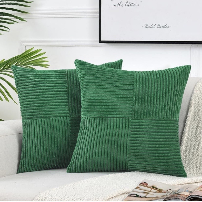 Green Textile Throw Pillow Covers 18x18 Inch for Living Room Couch Bed Sofa Soft Striped Corduroy Square Cushion Case 45x45 Cm: 470*1200mm / green