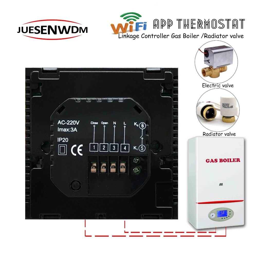 CE EU 220VAC Room Central Heating System WIFI thermostat boiler thermostatic head for Linkage Controller