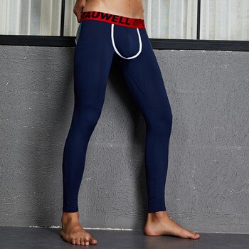 TAUWELL men's long johns solid themal comfortable leggings male Long johns: Navy Blue / L