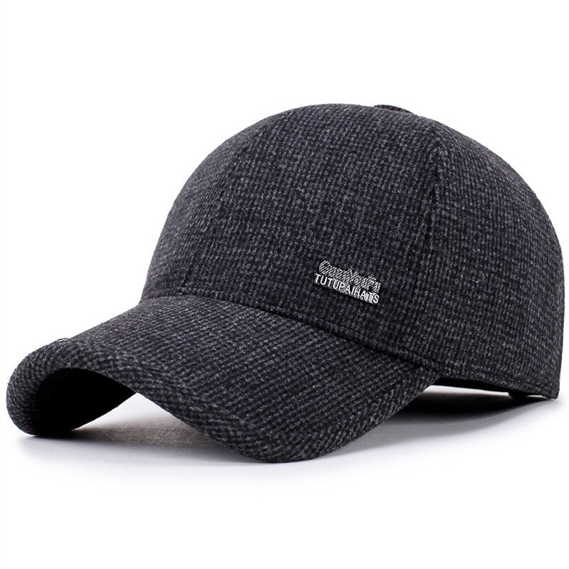 [northwood] vinter baseball cap til mænd gorras snapback hat med øreklapper udendørs tykke ben trucker caps casquette: Sort
